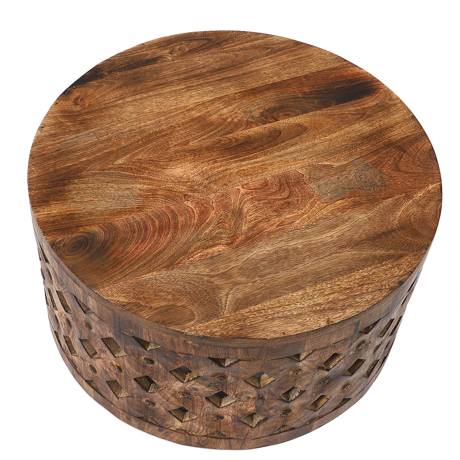 NAKKASHI Mango Wood Handcarved Coffee Table (Size 60x60x33 Cm)