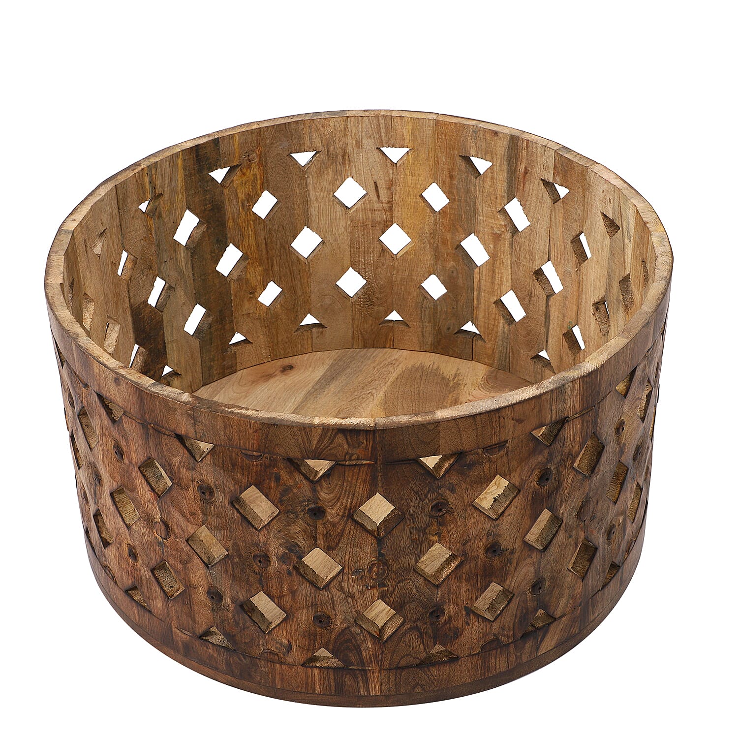 NAKKASHI Mango Wood Handcarved Coffee Table (Size 60x60x33 Cm)