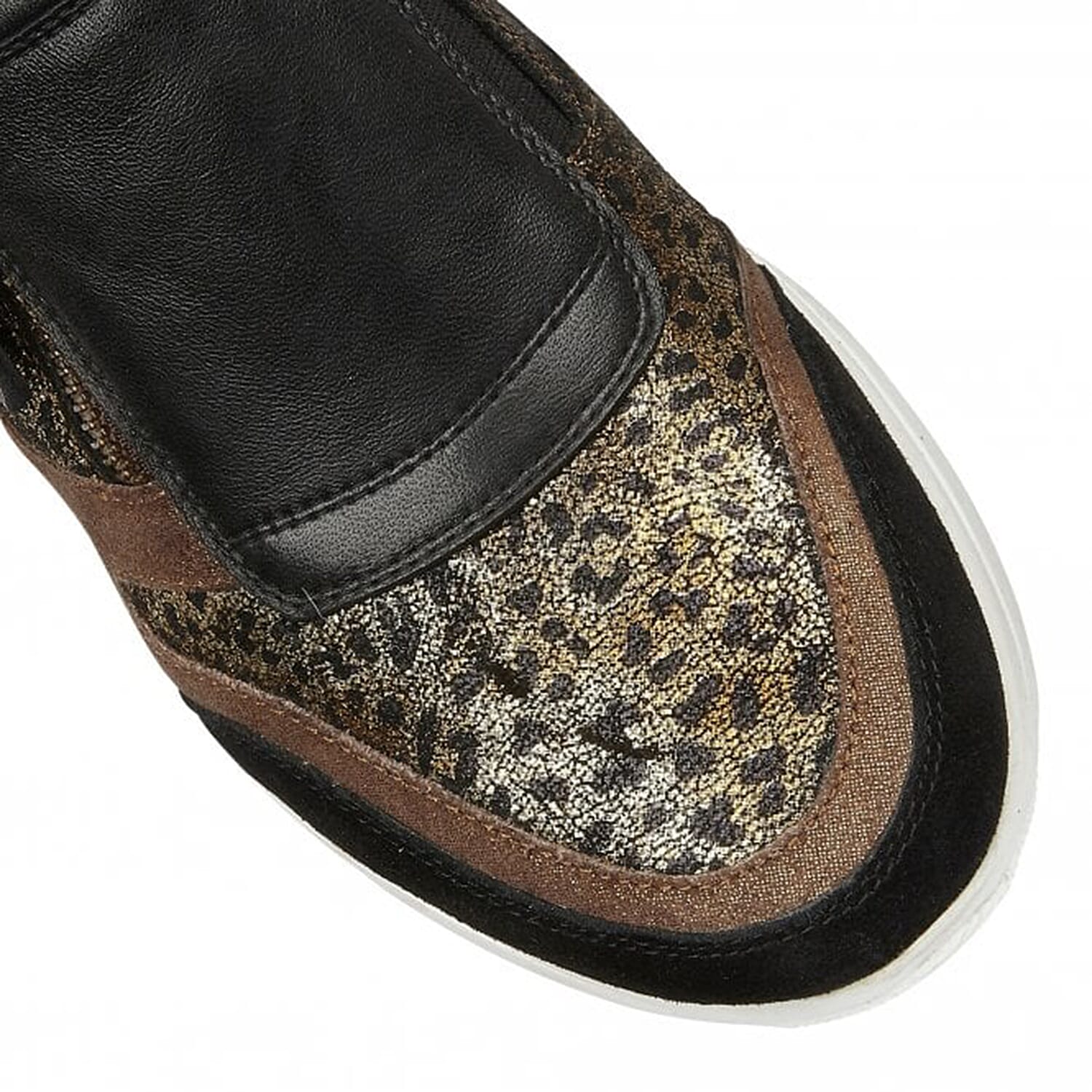 Lotus Black Leather & Leopard Sian Casual Trainers (Size 3)