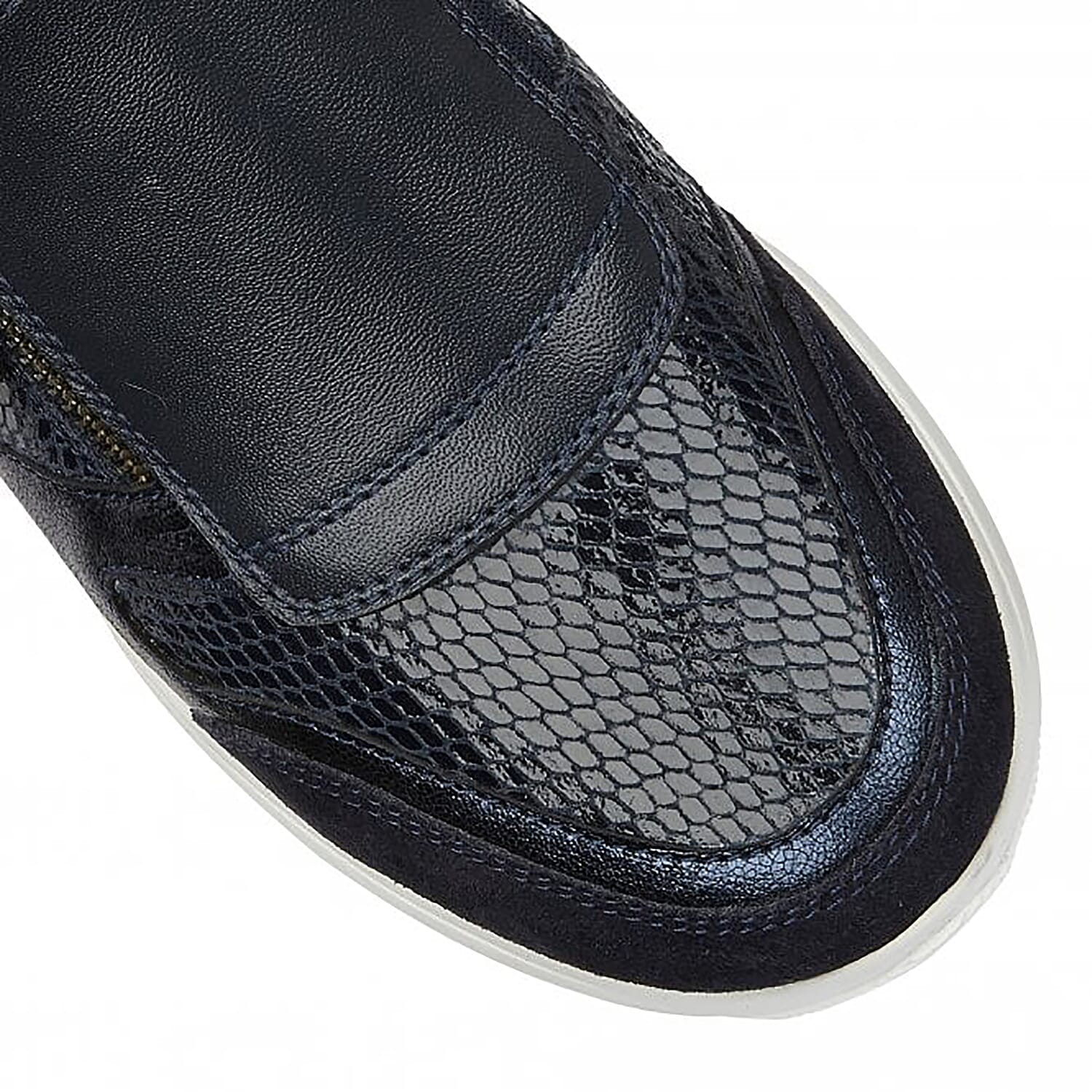 Lotus Navy Leather & Snake Sian Casual Trainers (Size 7)