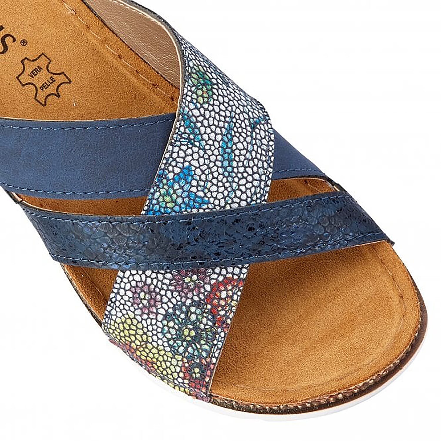 Lotus Ravenna Reptile Print Mule Ladies Sandals in Navy (Size 5)