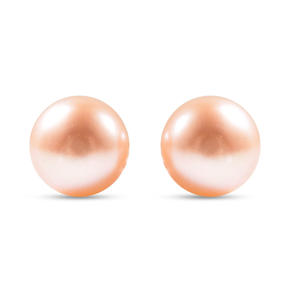 Fresh Water Peach Pearl Stud Earrings (with Push Back) in Sterling Silver
