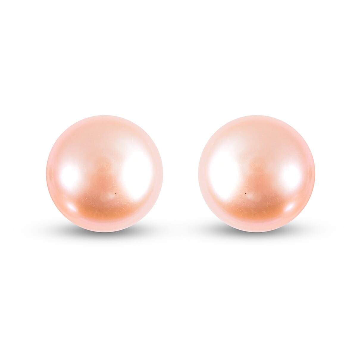 Fresh Water Peach Pearl Stud Earrings (with Push Back) in Sterling Silver
