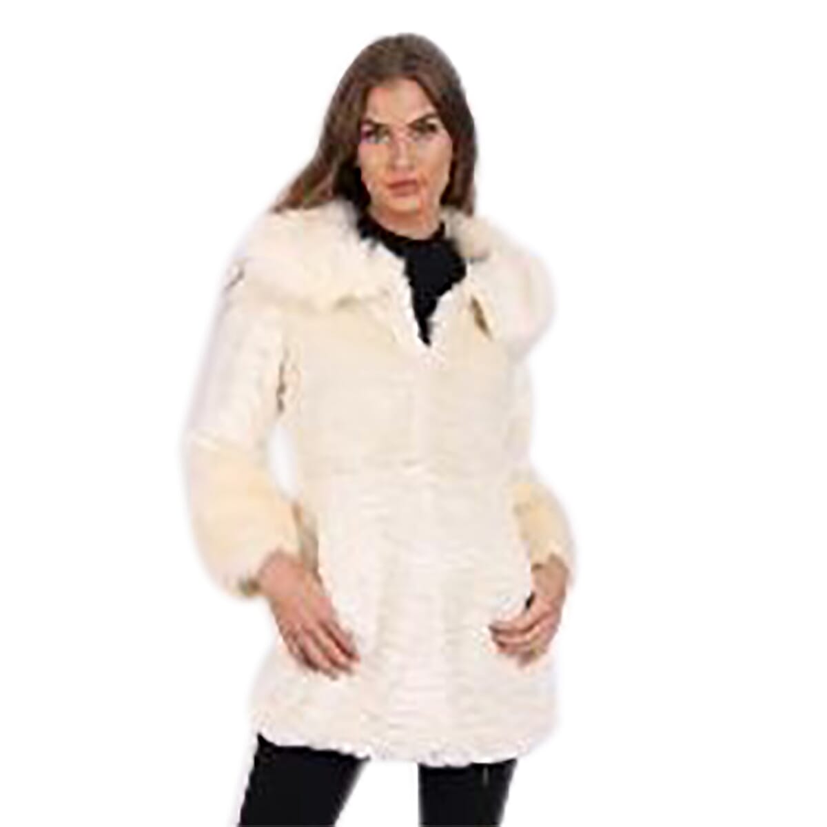 Faux Fur Suede Shearling Style Cream Colour Coat (Size M)