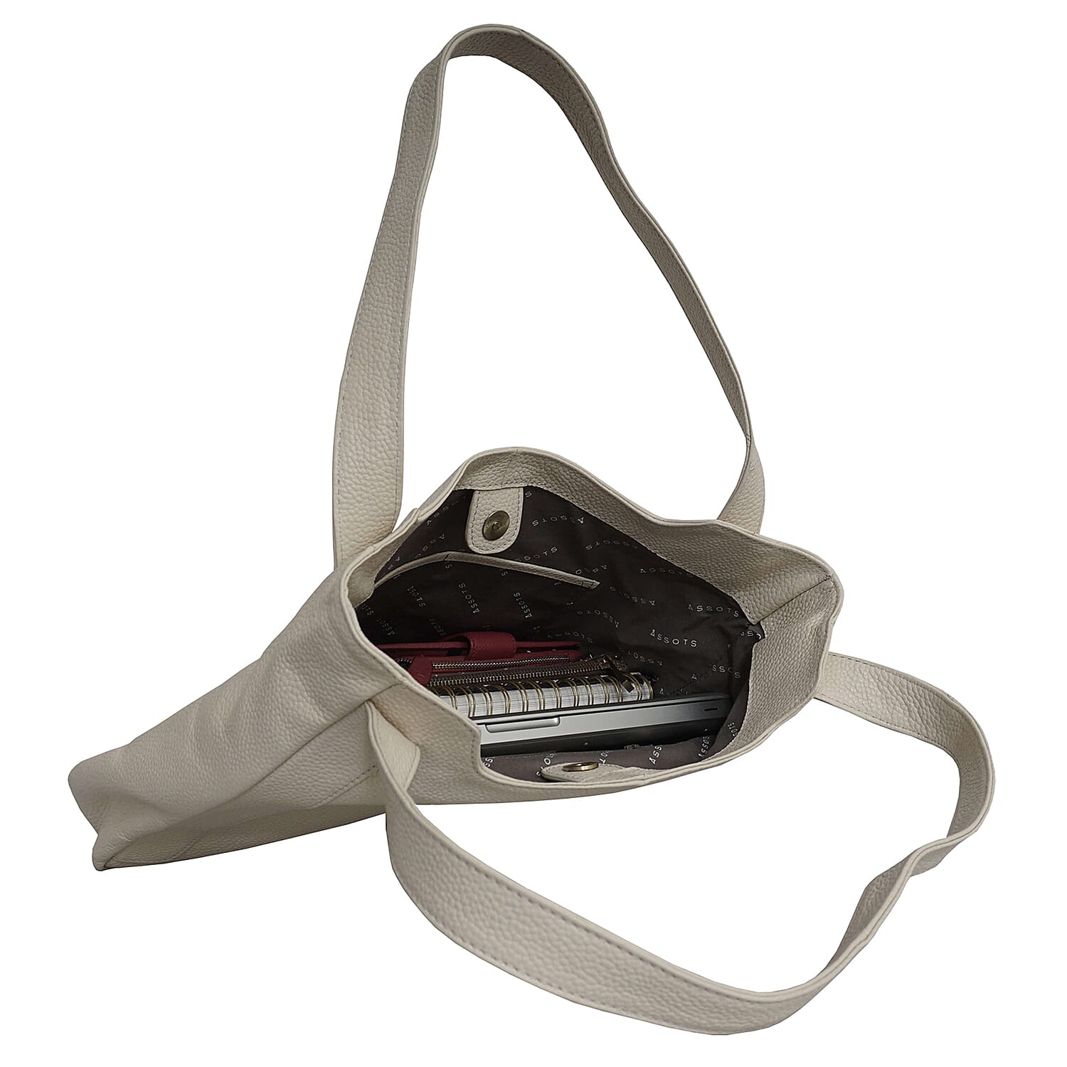 Assots London Harriet Genuine Leather Slouchy Hobo Bag (Size 35x29x7cm) - Cream