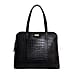 Assots London EVA Genuine Leather Croc Embossed Handbag - Black