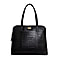 Assots London EVA Genuine Leather Croc Embossed Handbag - Black