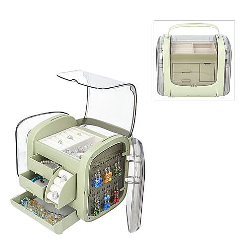 Olive Green Colour Innovative Jewellery Box with 2 side Doors and Removable Top