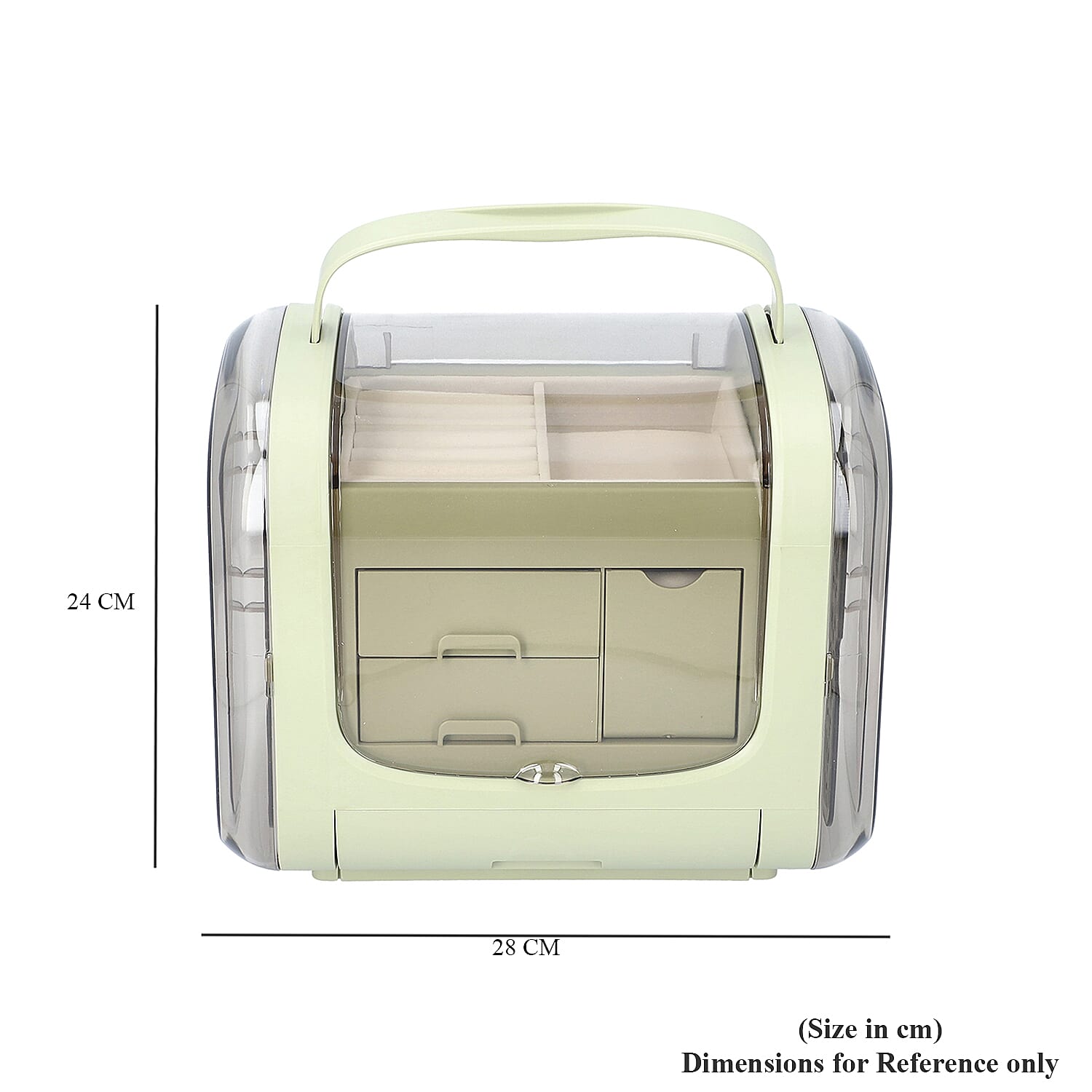 Olive Green Colour Innovative Jewellery Box with 2 side Doors and Removable Top