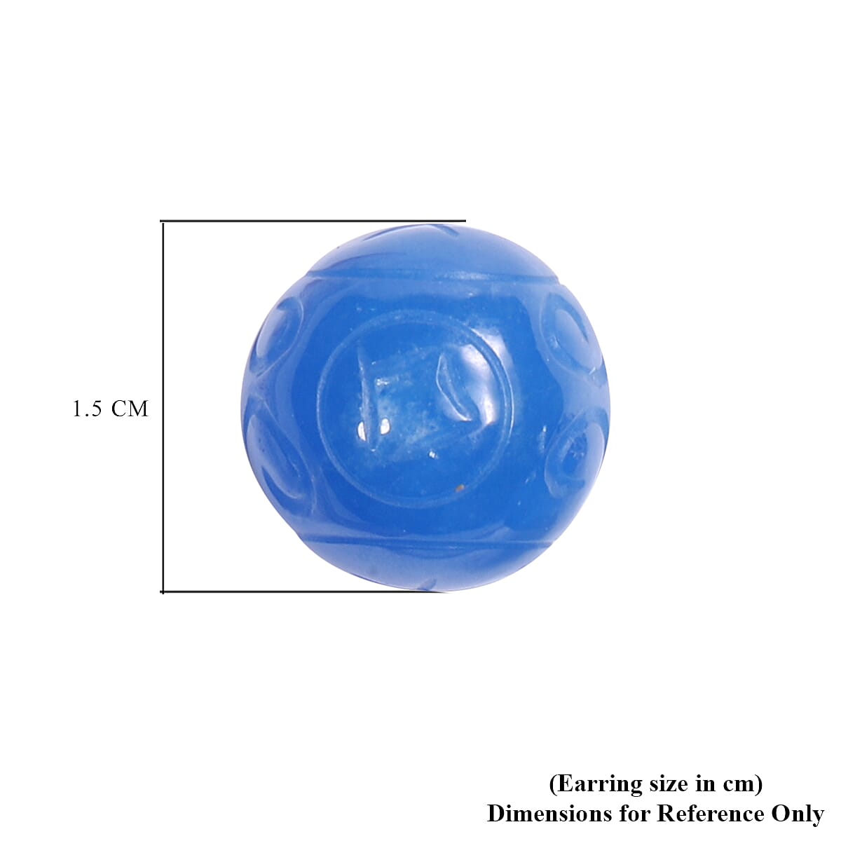 Carved Blue Jade Stud Earrings (with Push Back) in Sterling Silver 8.00 Ct,