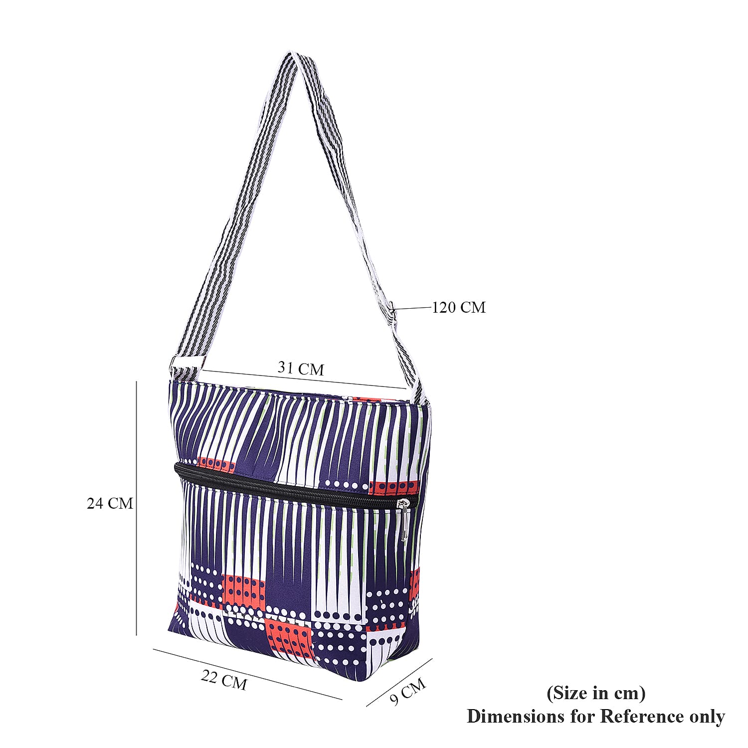 Canvas Crossbody Bag in Multi Colour with Adjustable Shoulder Strap