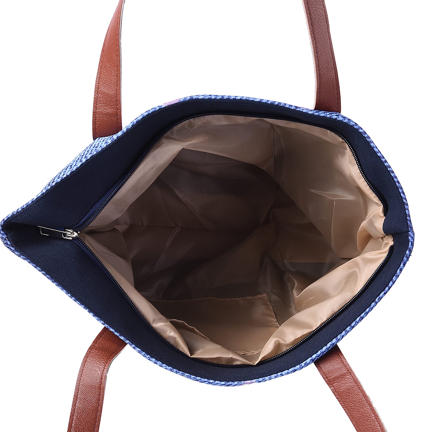 Cute Yellow Cat in Jeans Pocket Print Tote Bag in Blue (42x9x32cm)