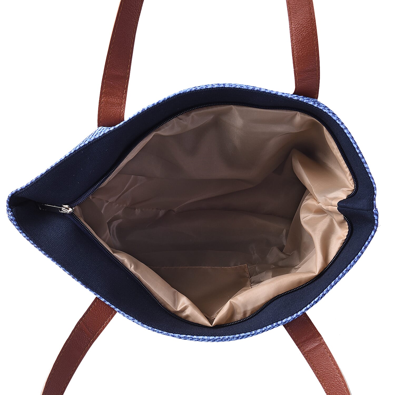 Adorable Black and White Dog in Jeans Pocket Print Tote Bag in Blue (42x9x32cm)