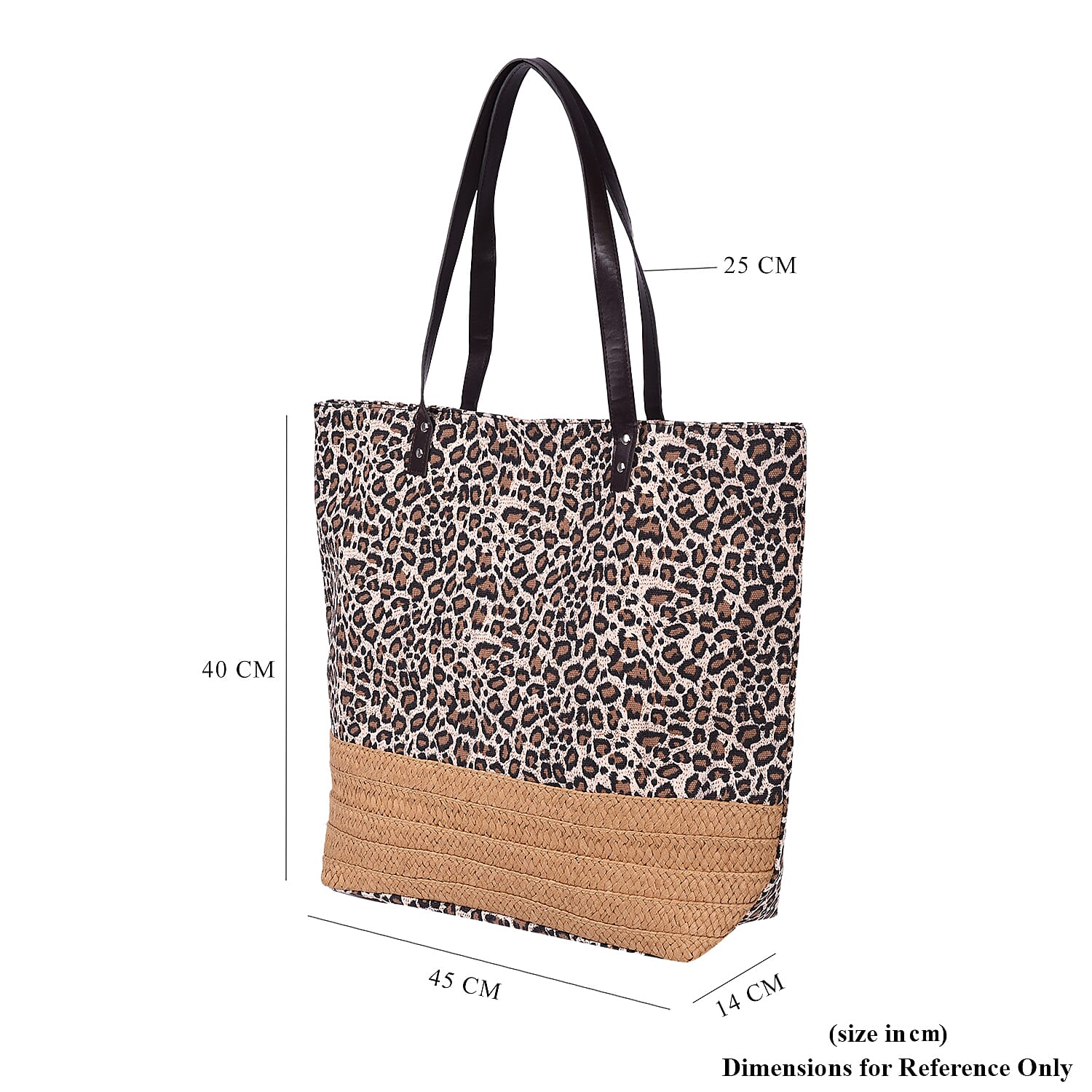 Zebra Pattern Tote Bag with Straw-Woven Design in White and Blue