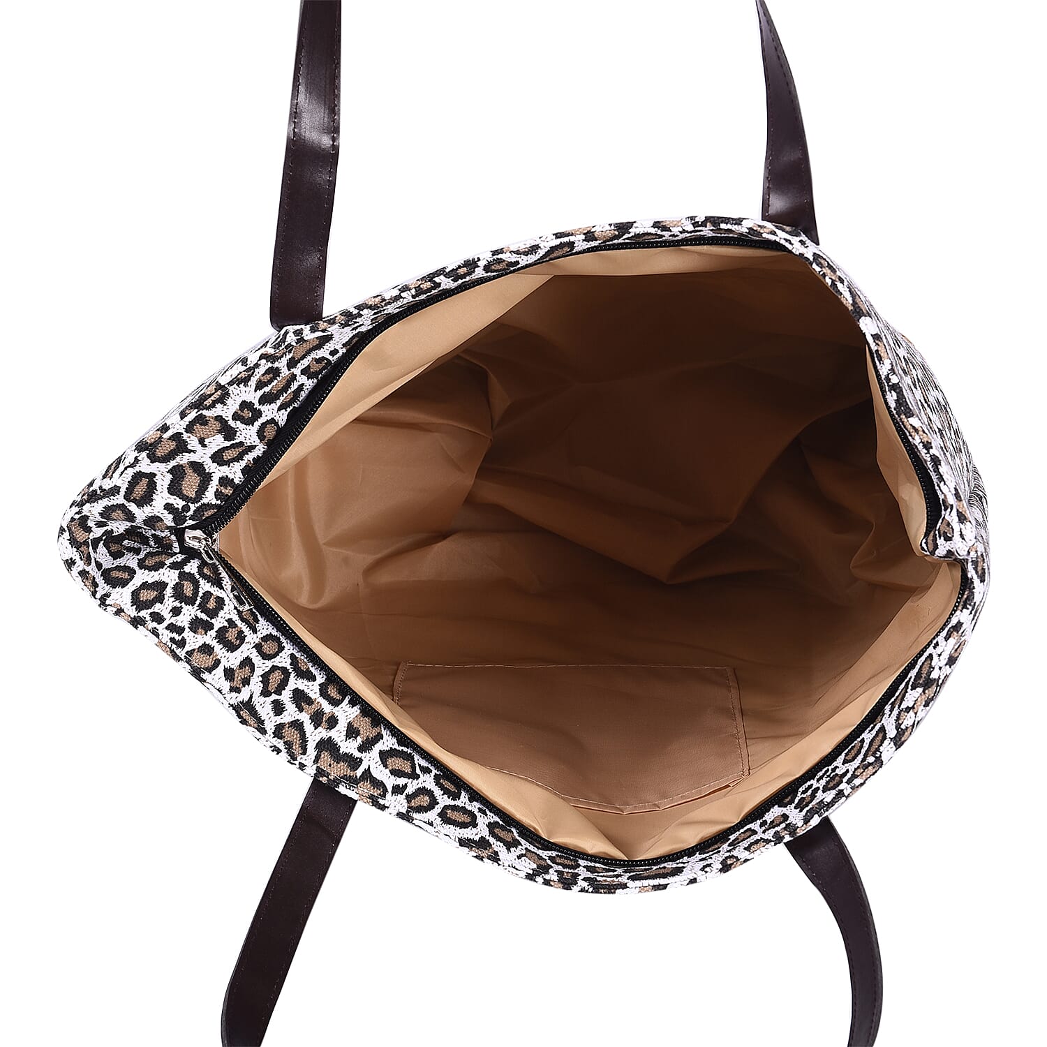 Zebra Pattern Tote Bag with Straw-Woven Design in White and Blue