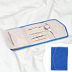 Jewellery Roll Organiser Magnetic Snap Closure Handbag (Size: 16x20.3x2.5Cm) - Blue