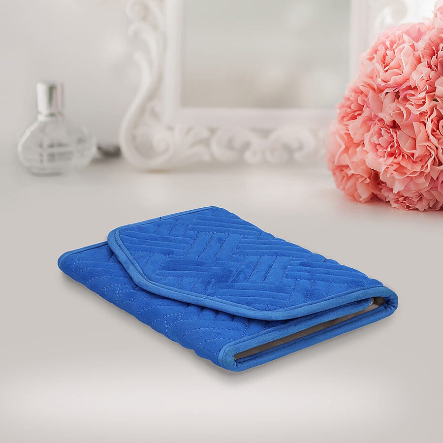 Jewellery Roll Organiser Magnetic Snap Closure Handbag (Size: 16x20x2 Cm) - Blue