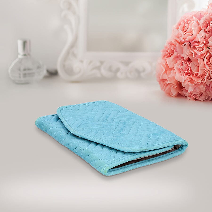 Jewellery Roll Organiser Magnetic Snap Closure Handbag (Size: 16x20x2 Cm) - Turquoise Blue