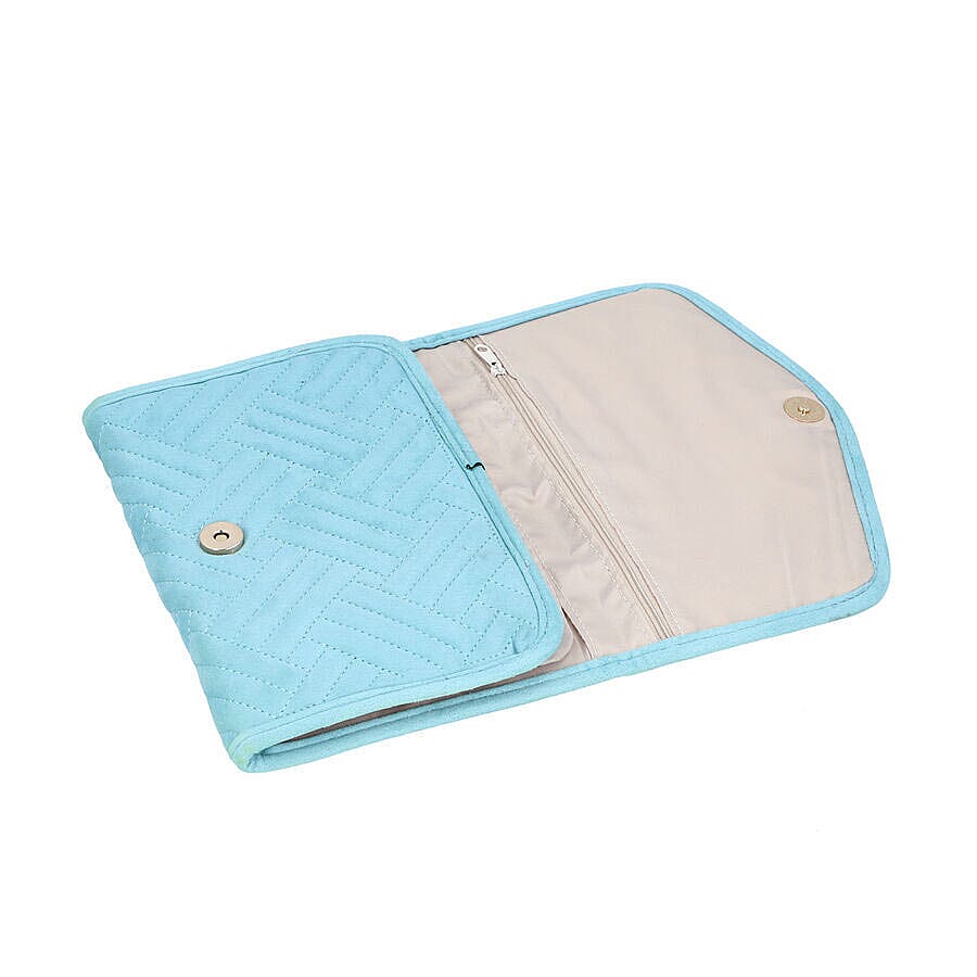 Jewellery Roll Organiser Magnetic Snap Closure Handbag (Size: 16x20x2 Cm) - Turquoise Blue