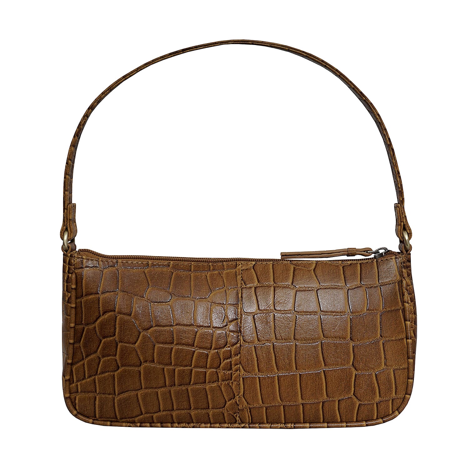 Assots London ZARA Genuine Leather Croc Embossed Handbag - Black