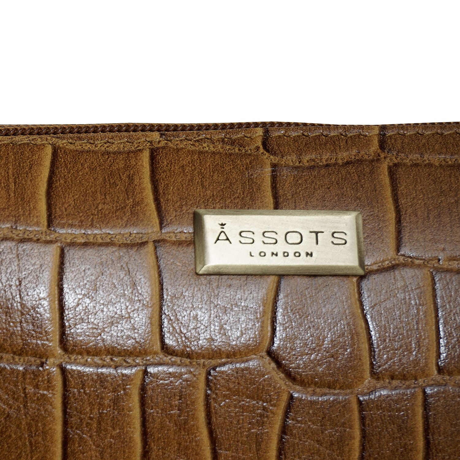 Assots London ZARA Genuine Leather Croc Embossed Handbag - Black