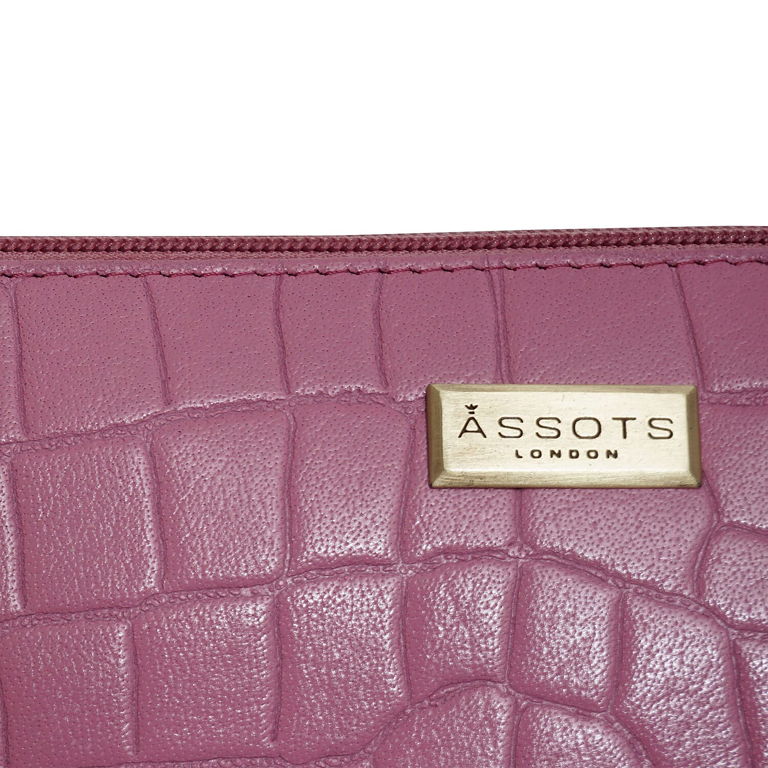 ASSOTS LONDON Zara 100% Genuine Leather Croc Embossed Handbag - Pink