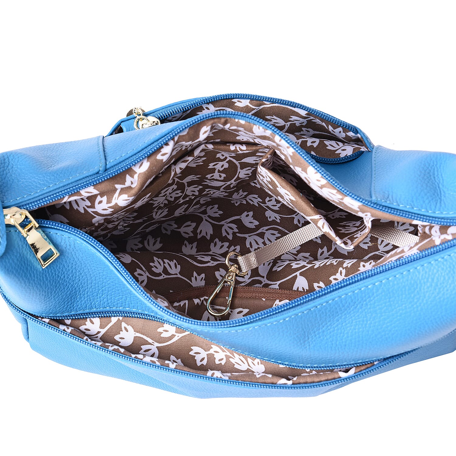 SENCILLEZ 100% Genuine Leather Crossbody Bag with Zipper Closure (Size 29x10x21cm) - Ocean Blue