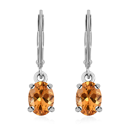 2.22 Ct. Citrine Solitaire Earrings in Rhodium Plated Sterling Silver