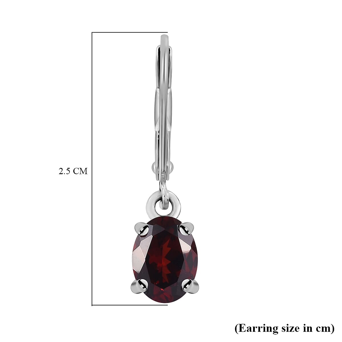 Mozambique Garnet Drop Earrings (with Lever Back) in Rhodium Overlay Sterling Silver 2.84 Ct.