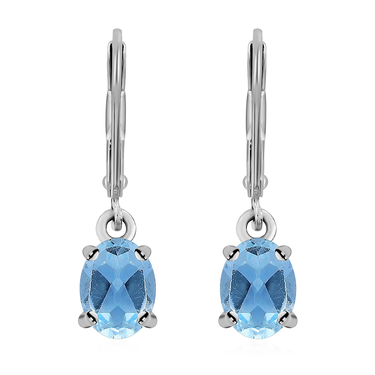 D'Joy Blue Topaz Drop Earrings with Lever Back in Sterling Silver 3.77 Ct.