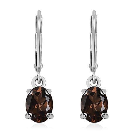 Smoky Quartz Earrings (with Lever Back) in Sterling Silver 2.34 Ct.