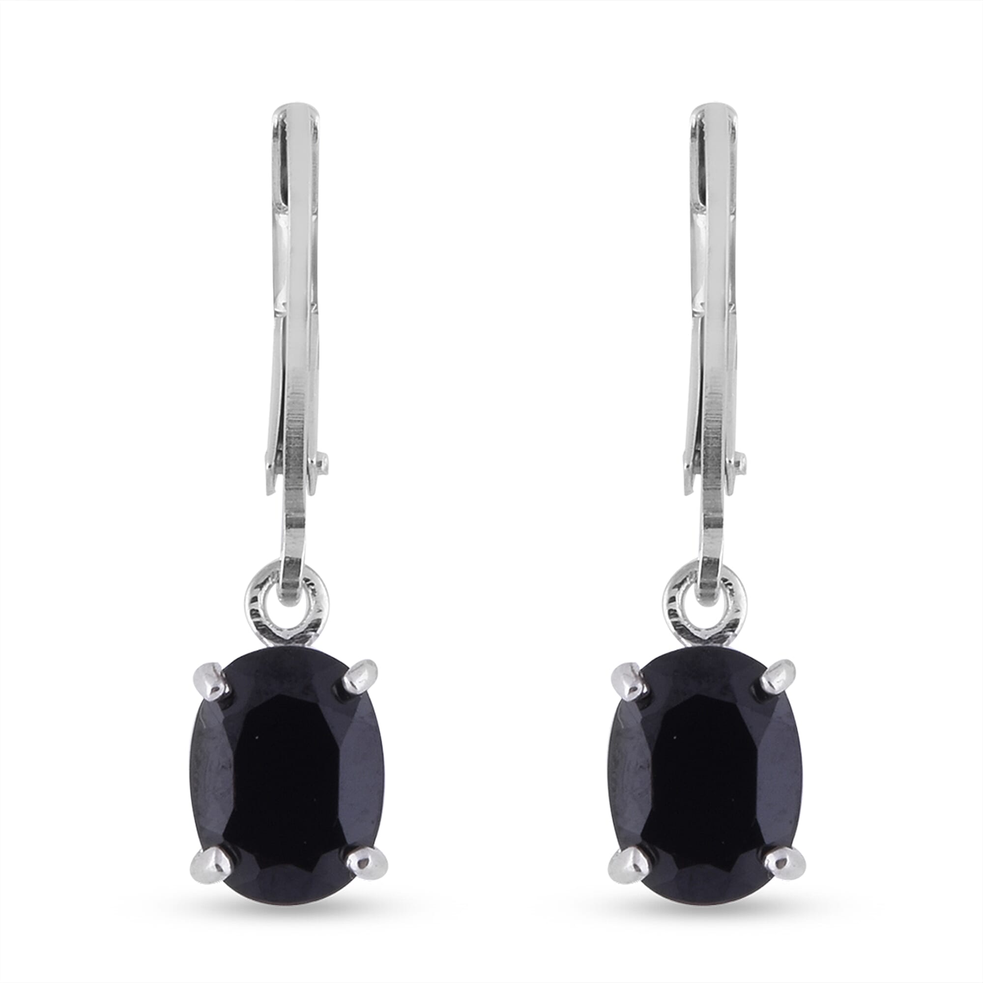 Boi Ploi Black Spinel Drop Earrings (with Lever Back) in Sterling Silver 2.10 Ct.