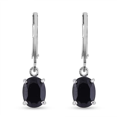 Boi Ploi Black Spinel Drop Earrings (with Lever Back) in Sterling Silver 2.10 Ct.