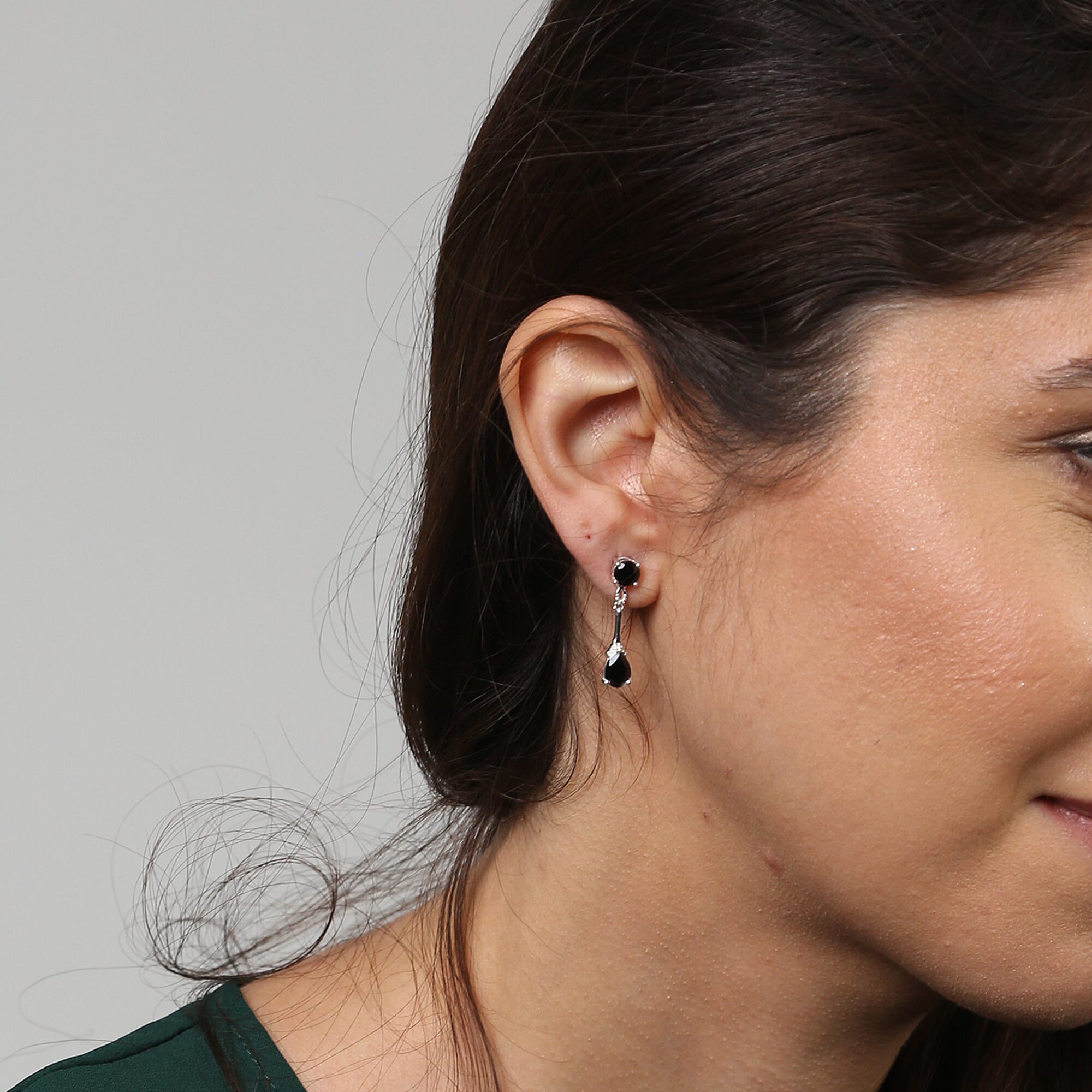 Boi Ploi Black Spinel Drop Earrings (with Lever Back) in Sterling Silver 2.10 Ct.