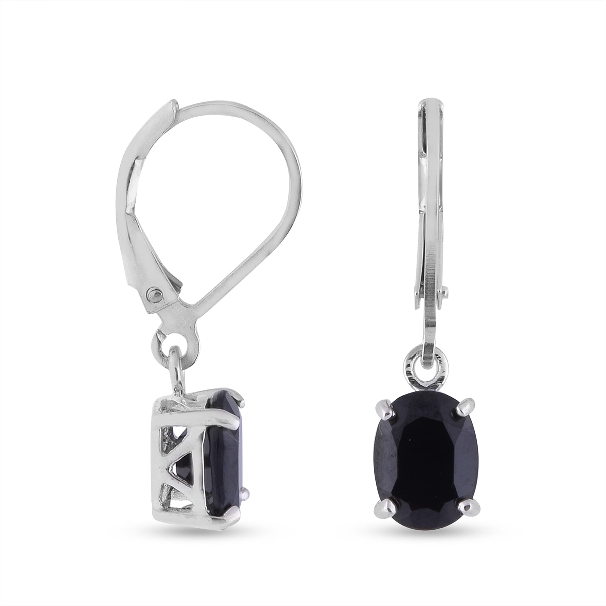 Boi Ploi Black Spinel Drop Earrings (with Lever Back) in Sterling Silver 2.10 Ct.
