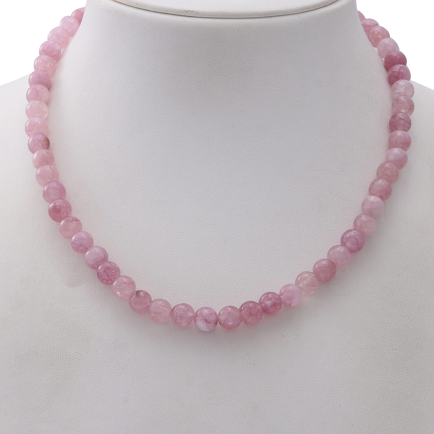 Pink Agate Beaded Necklace (Size 18) in Sterling Silver - 150 Carats