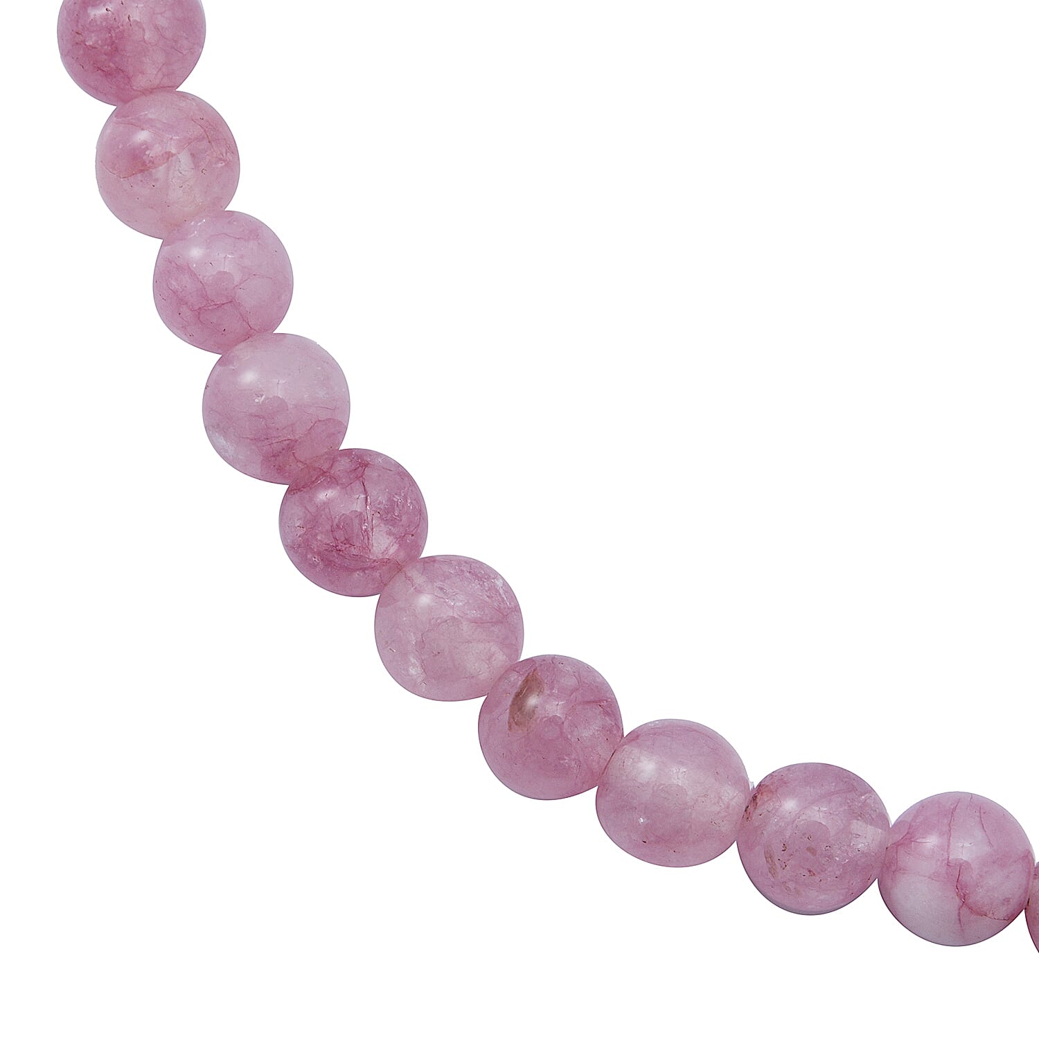 Pink Agate Beaded Necklace (Size 18) in Sterling Silver - 150 Carats