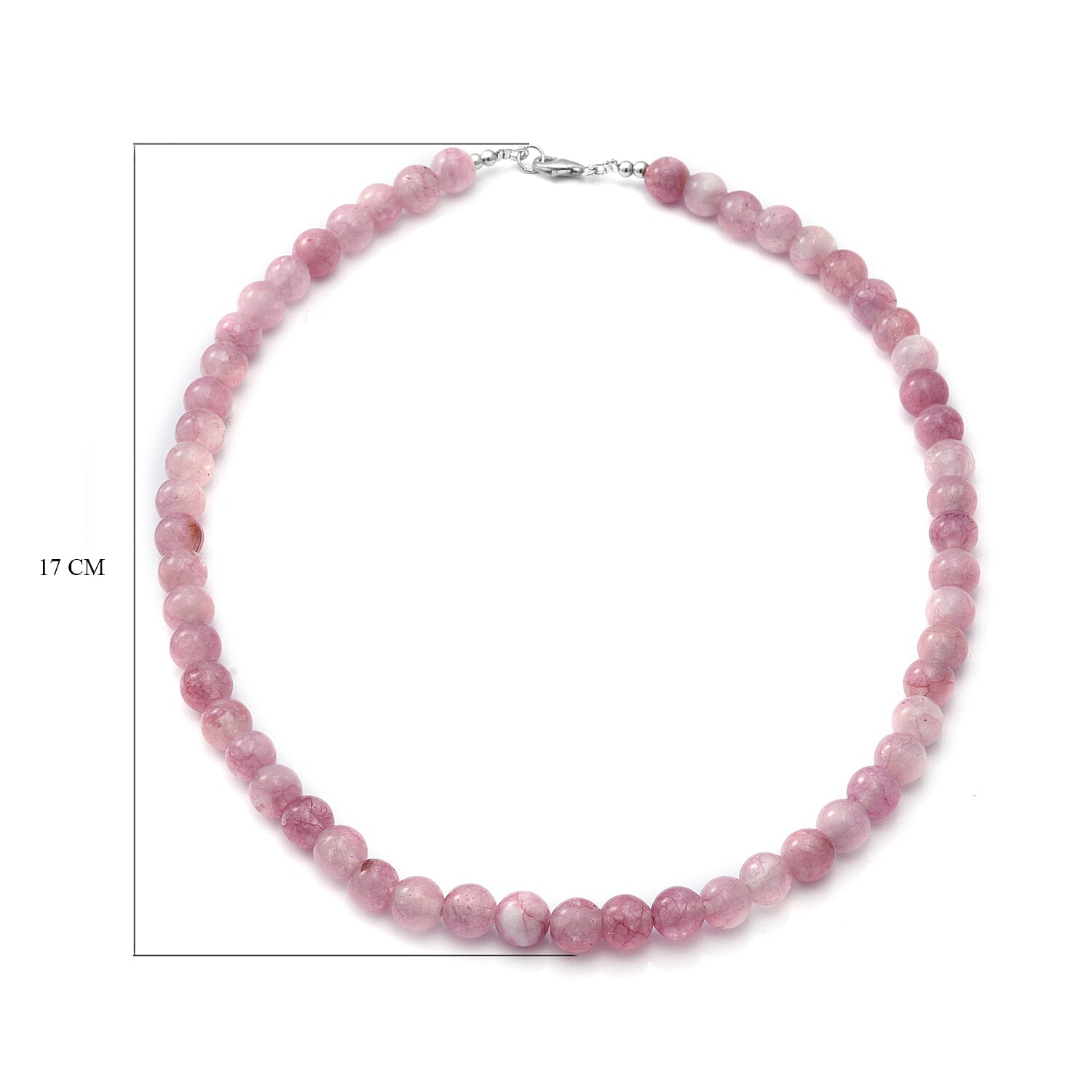 Pink Agate Beaded Necklace (Size 18) in Sterling Silver - 150 Carats