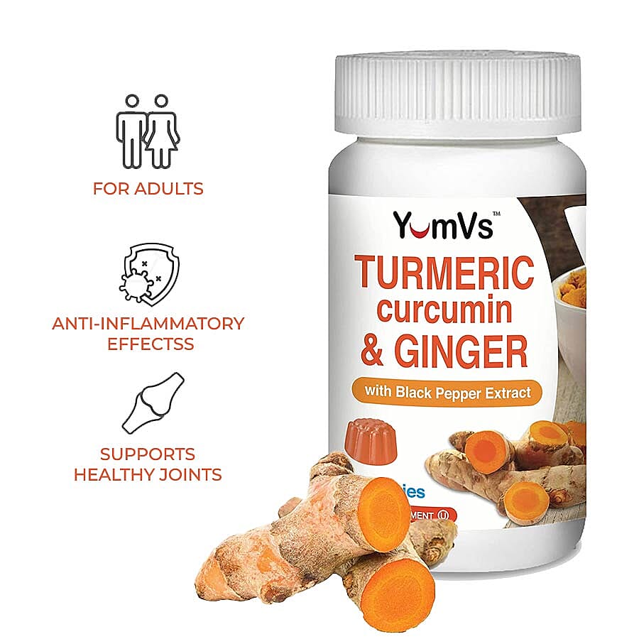 YumVs: Turmeric Curcumin & Ginger with Black Pepper Extract Gummies (60 gummies)