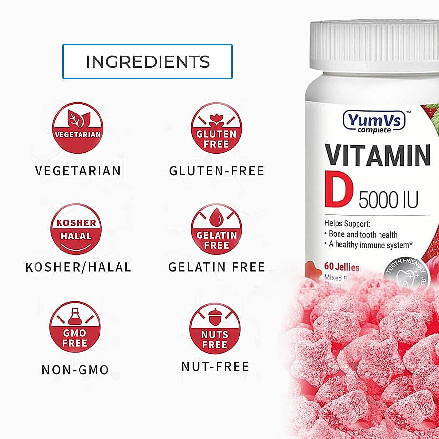 YumVs: Zinc with Vitamin C & Echinacea & Rose Hips Gummies - Orange Flavour (60 gummies)