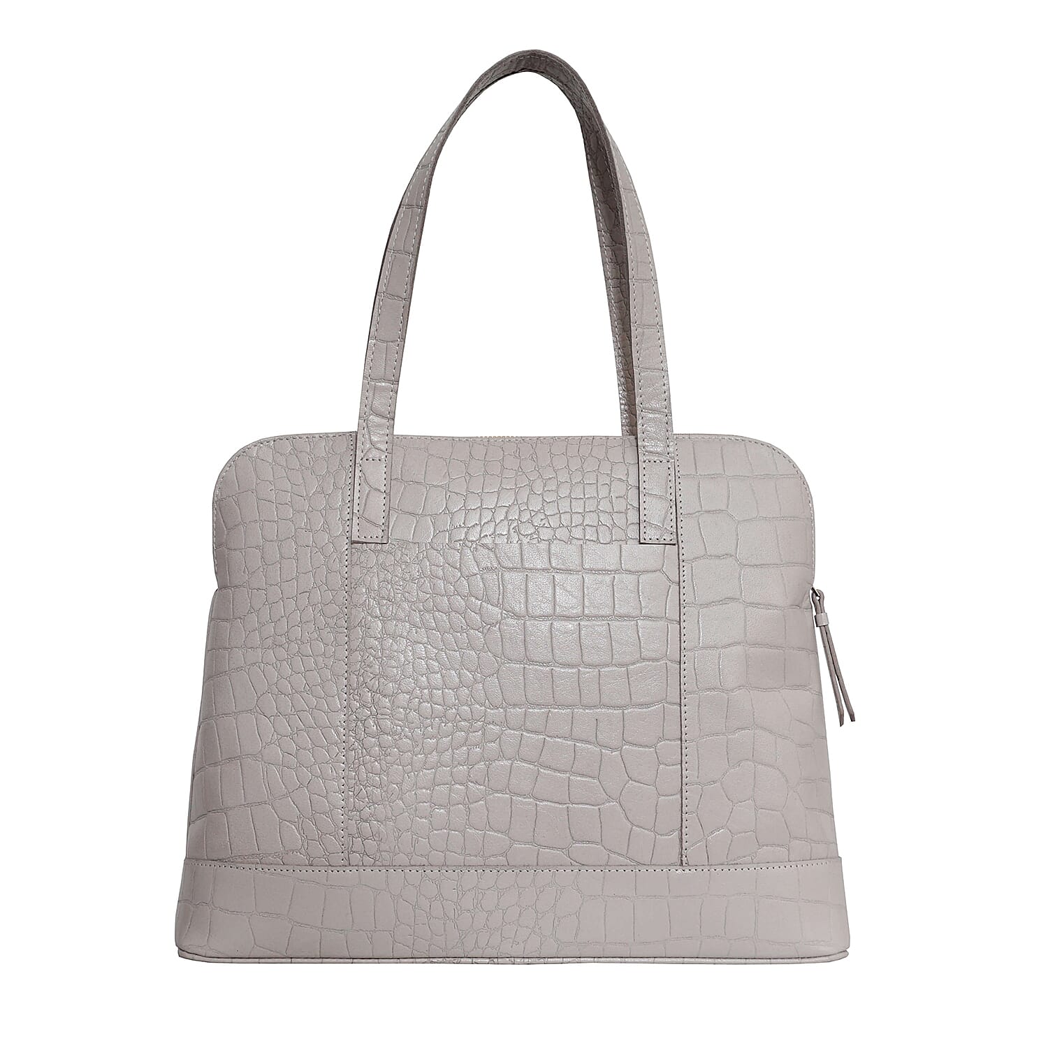 Assots London EVA Genuine Leather Croc Embossed Handbag - Black