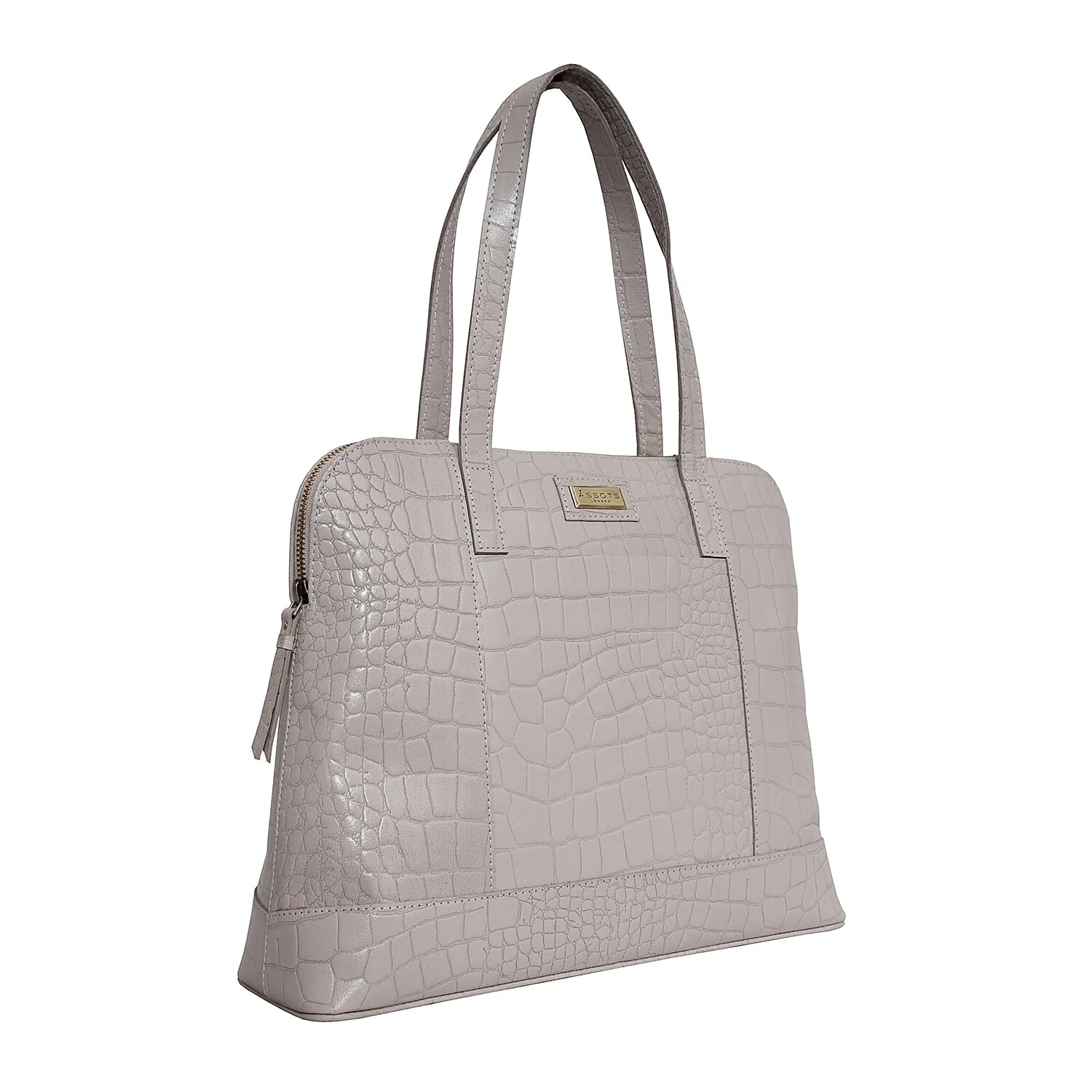 Assots London EVA Genuine Leather Croc Embossed Handbag - Black