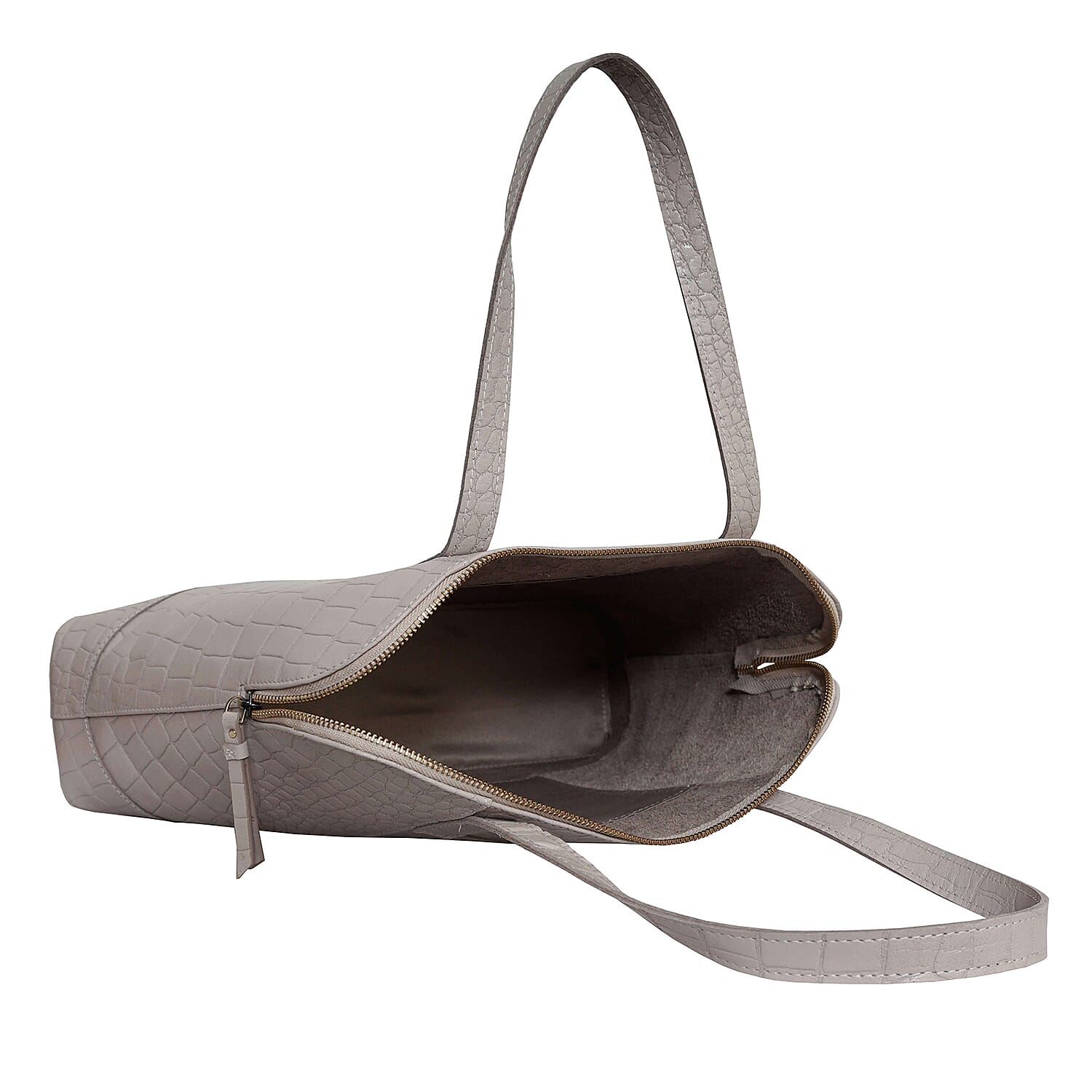 Assots London EVA Genuine Leather Croc Embossed Handbag - Black