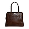 Assots London EVA 100% Genuine Leather Croc Embossed Handbag - Dark Tan