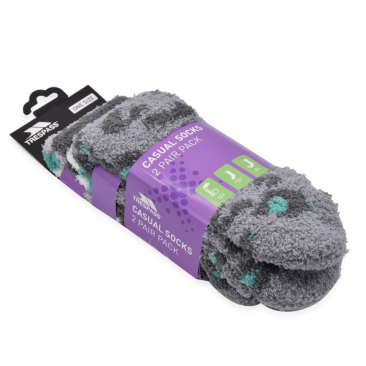 SNUGGIE Set of 2 Socks Lagoon Leopard and Stripe Pattern in Green and Grey Colour