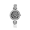 STRADA Japanese Movement White Austrian Crystal Studded Black Dial Watch - Silver and Black