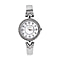 STRADA Japanese Movement White Austrian Crystal Studded White Dial Watch with Chain Strap in Silver Tone