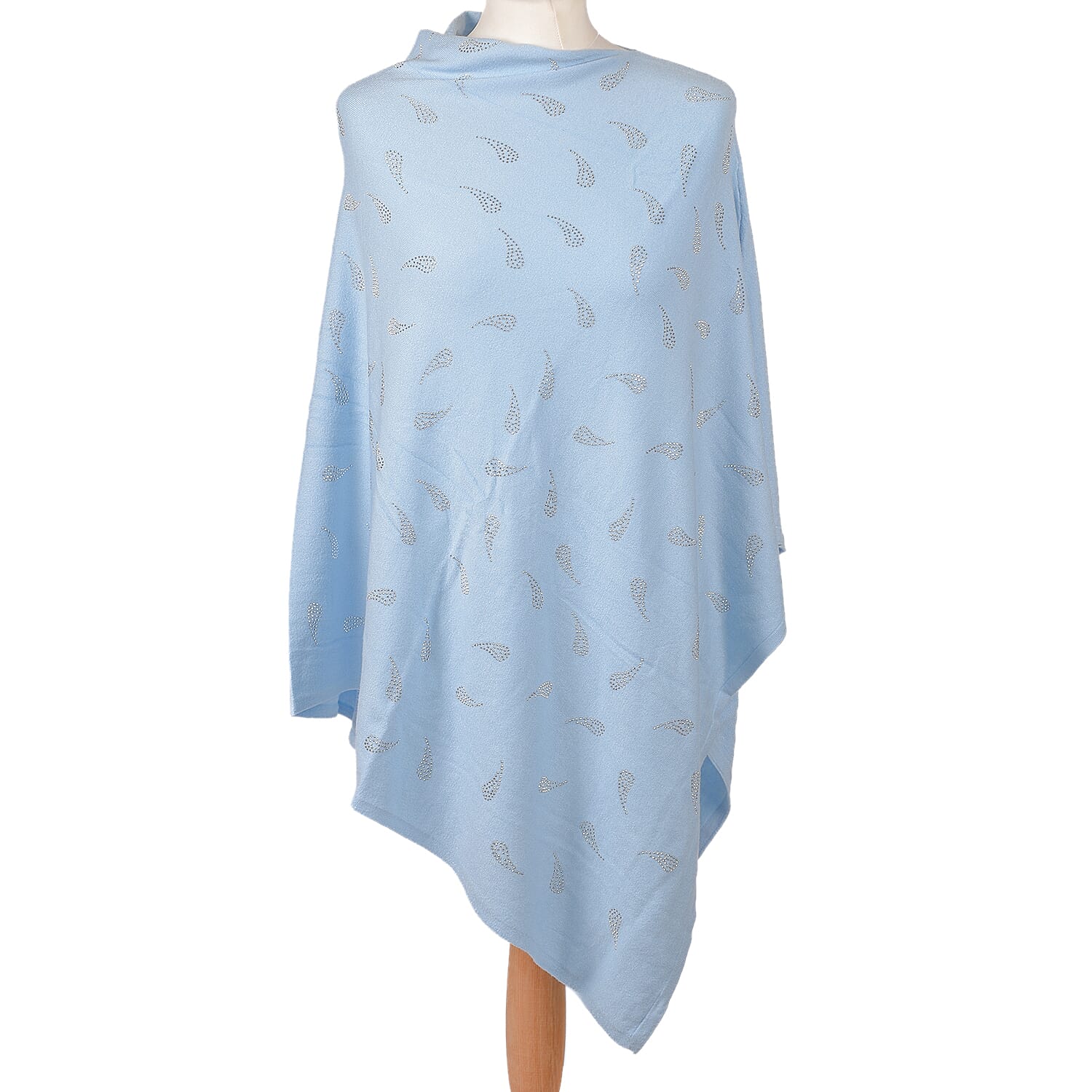 Kris Ana Paisley Scattered Baby Blue Poncho One Size (8-18)