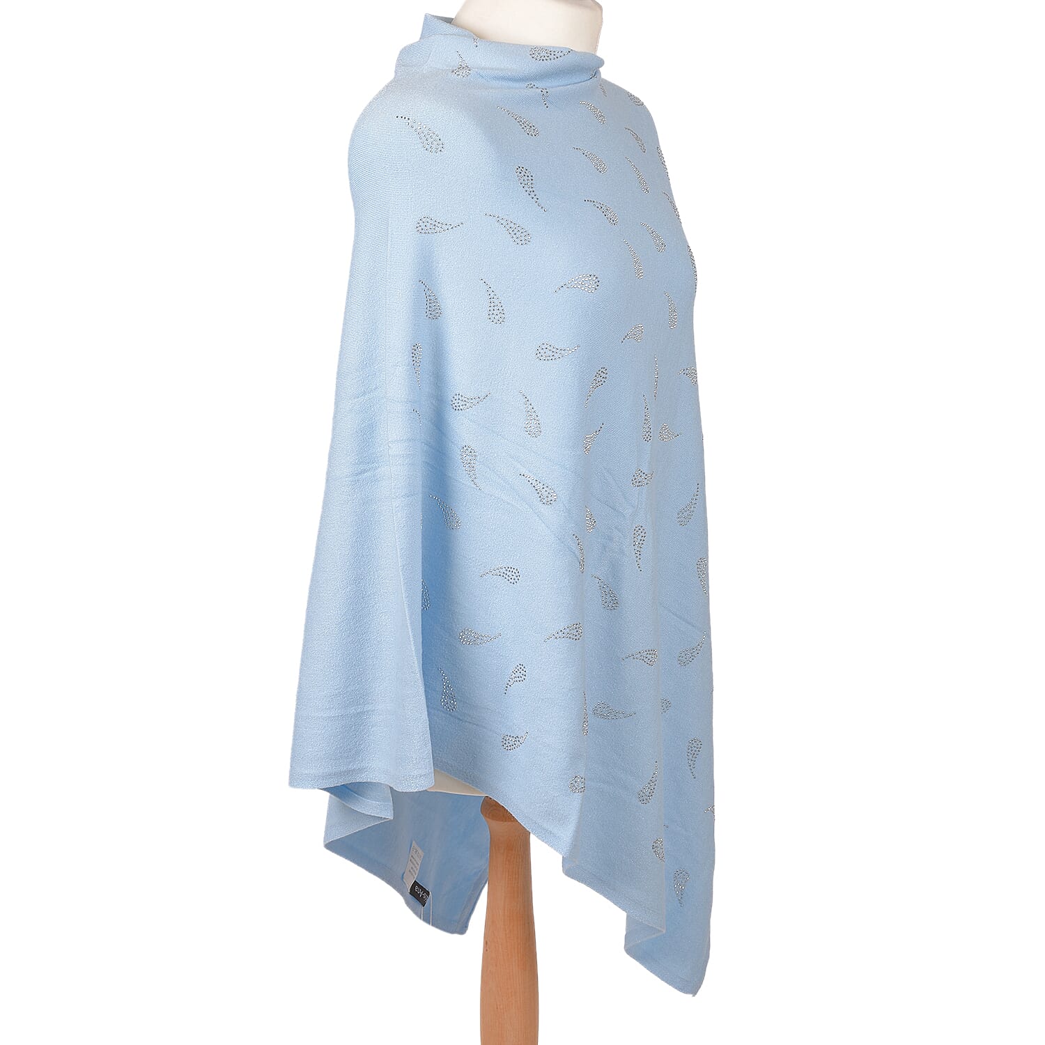 Kris Ana Paisley Scattered Baby Blue Poncho One Size (8-18)