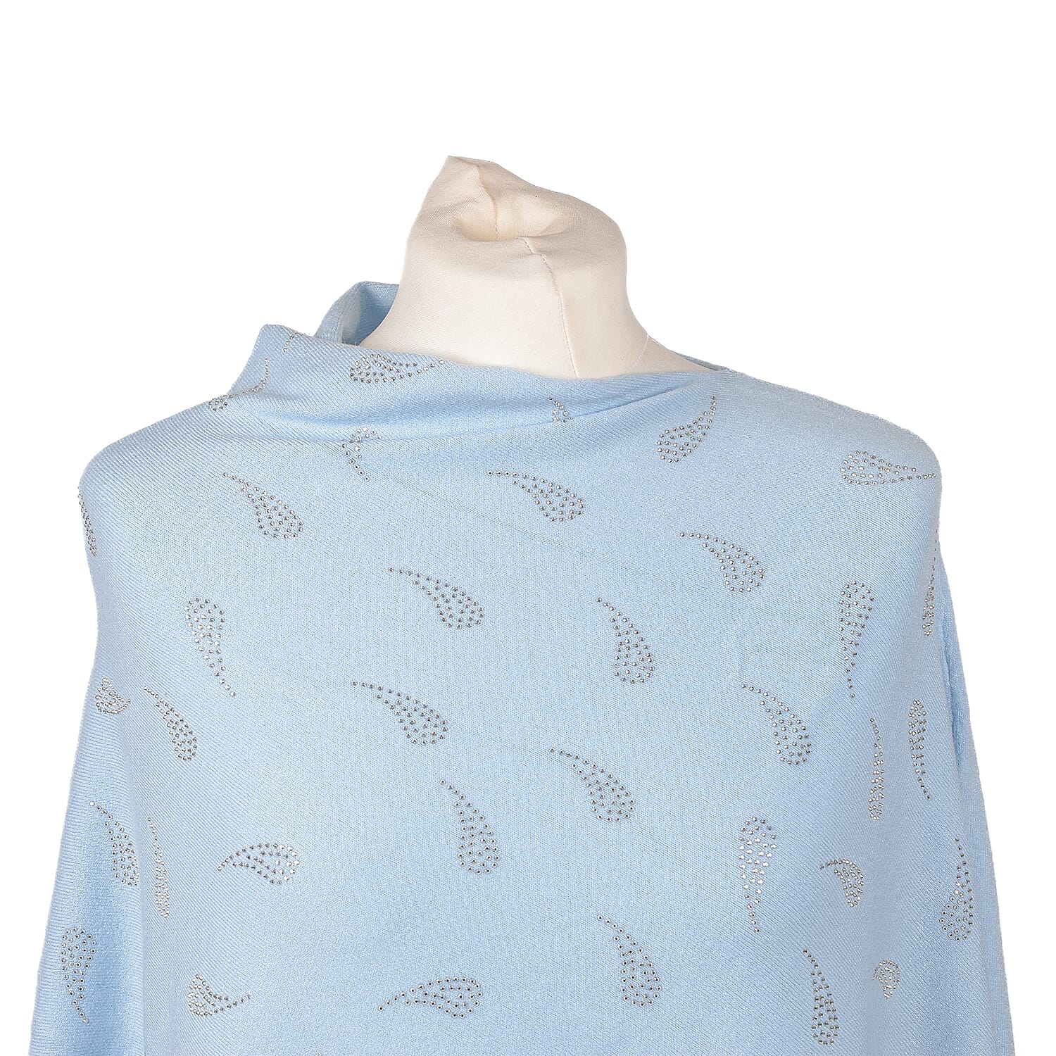 Kris Ana Paisley Scattered Baby Blue Poncho One Size (8-18)